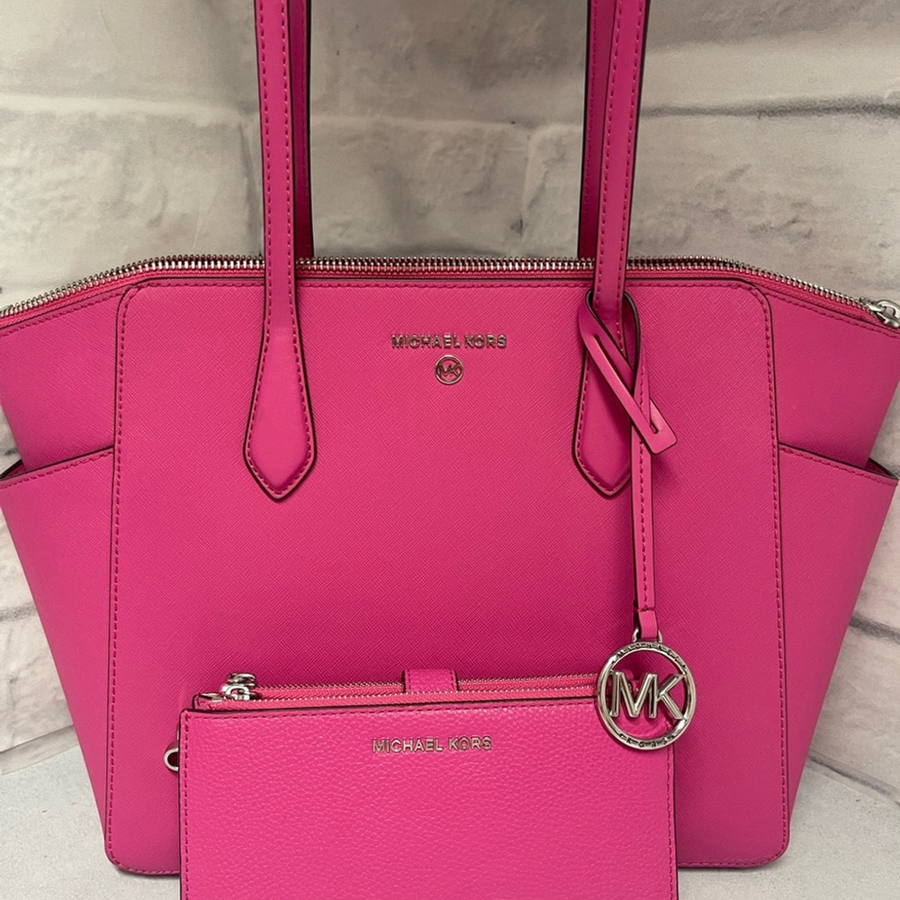 Michael Kors Marilyn Shpulder Bag & Wallet Cerise Pink - Picture 3 of 14